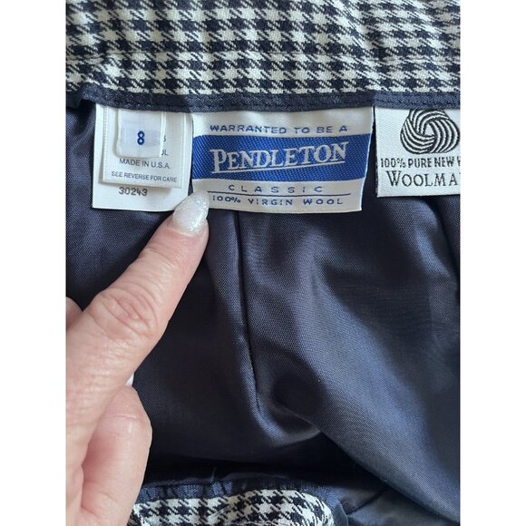 Vtg Pendleton size 8 wool pencil skirt Houndstooth New w tags Academia Preppy - Picture 8 of 9